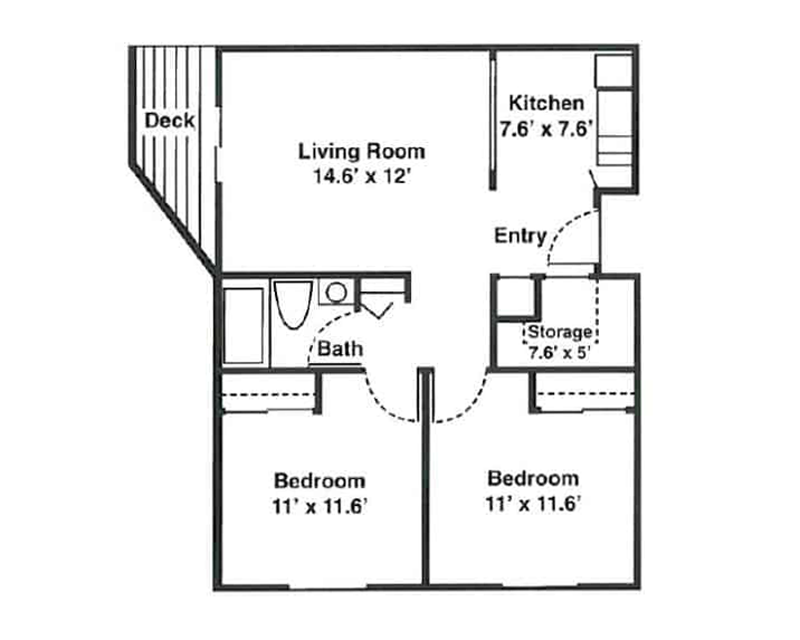 Two-Bedroom_Arbor-Village-at-Hillcrest two bedroom floor plan